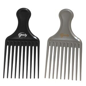 Vintage Pair 2 Goody Plastic Silver And Black‎ Textured Hair Pick Comb Lift